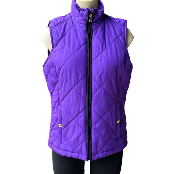 Lauren‎ Ralph Lauren Puffer Vest Quilted Full Zip Pockets Purple Women's Size M - Picture 1 of 11